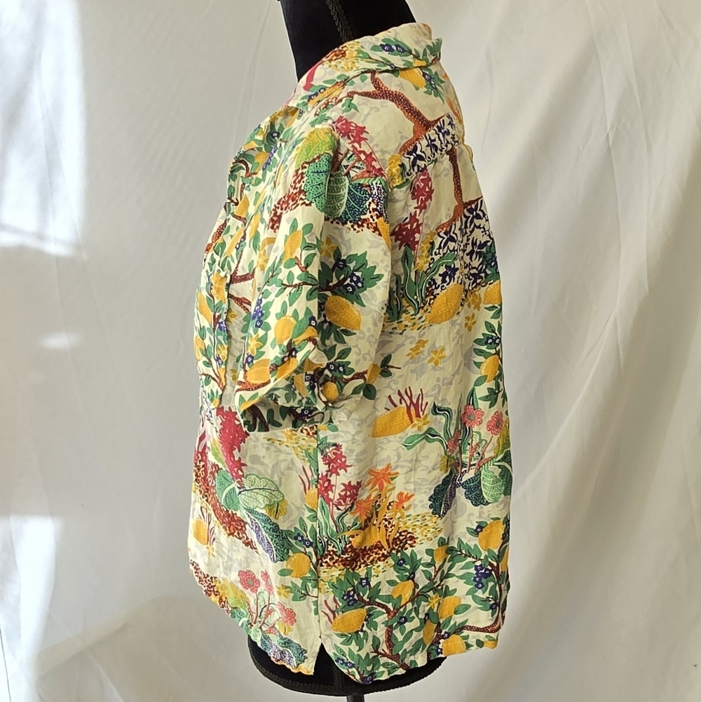 Anthropologie maeve women XS classic surf lemon linen blend short sleeve shirt. - Picture 9 of 12